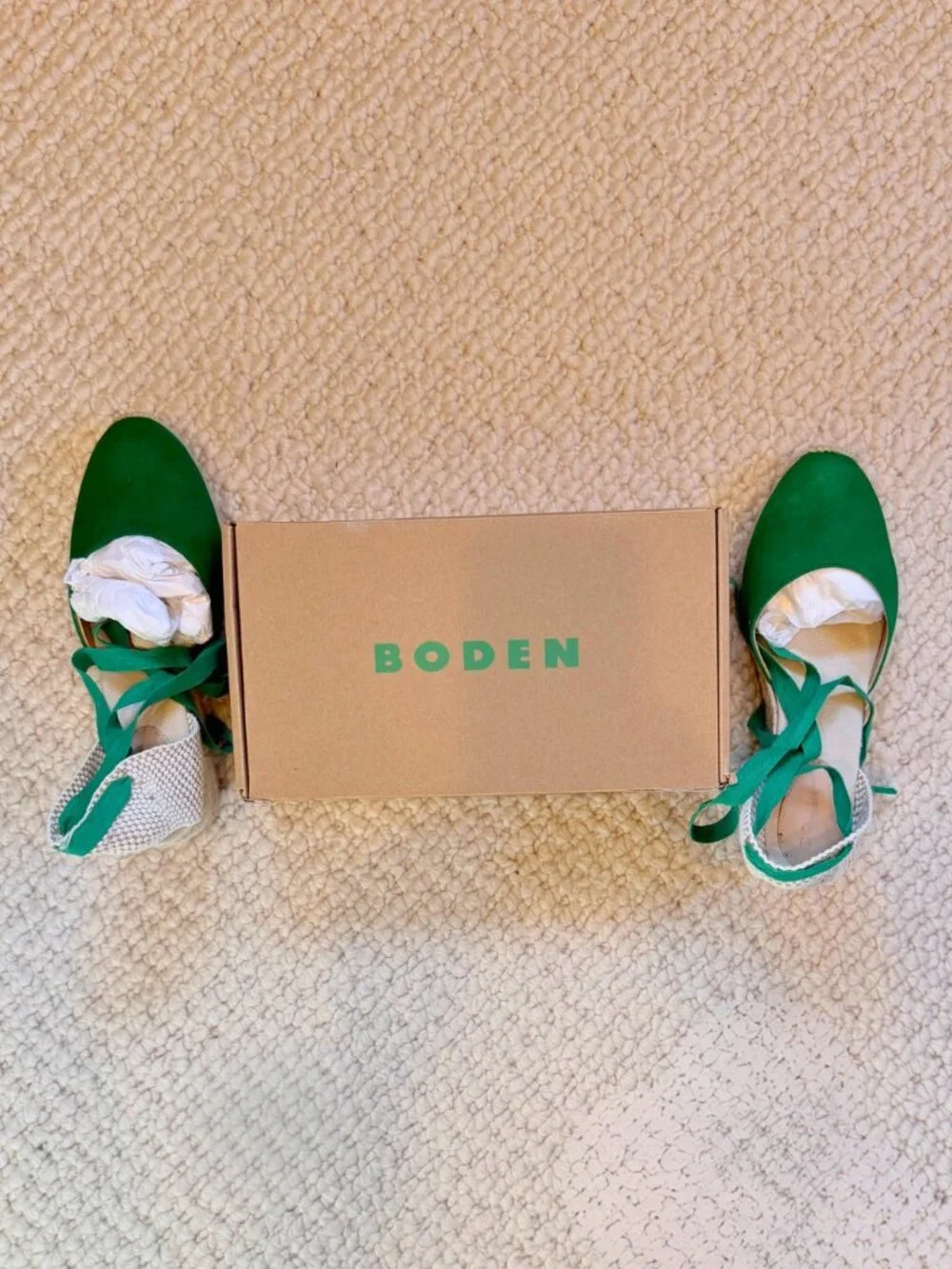 Boden Cassie High Wedge Suede Lace Up Espadrilles - Green - Size 11